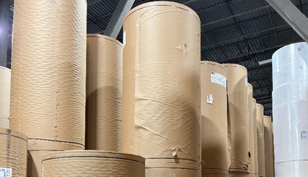 Paper products online auction features liquidation of kraft linerboard paper rolls