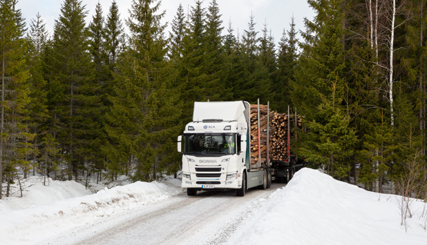 SCA first with electric timber truck in the forest